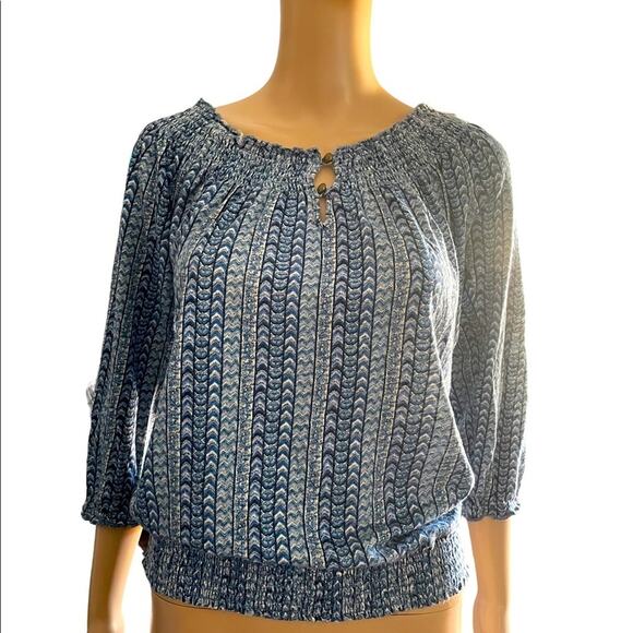 Lucky Brand blue 3/4 sleeve peasant style blouse size XS - Picture 1 of 10